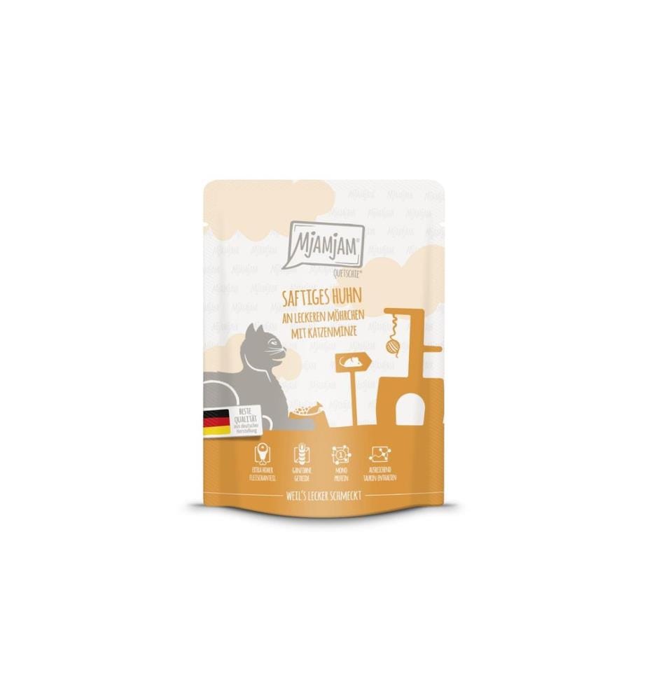 Mjamjam - Alimentation humide Quetschie poulet & morilles, 300 g