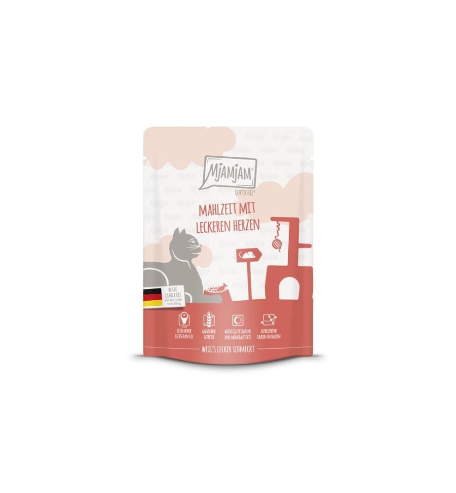Mjamjam - Nassfutter Quetschie Mahlzeit mit Herzen, 300 g
