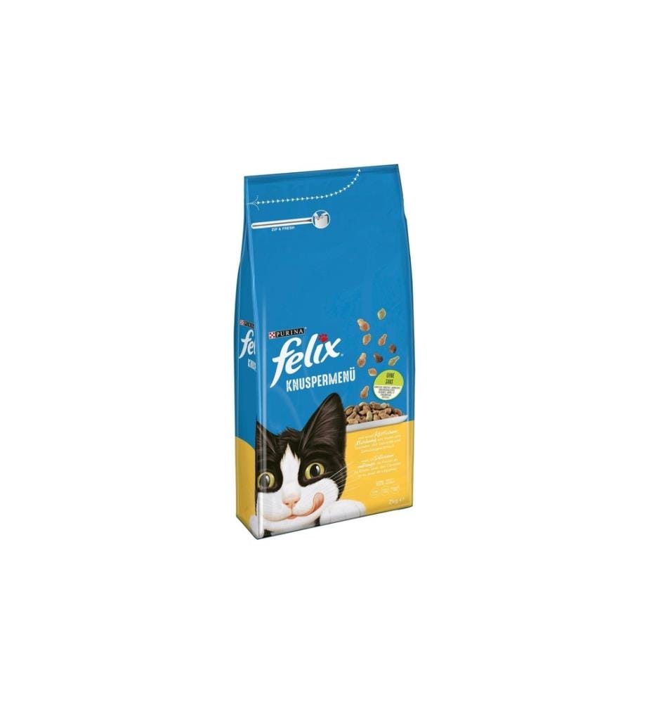 FELIX - Alimentation sèche Menu croustillant volaille, 2 kg