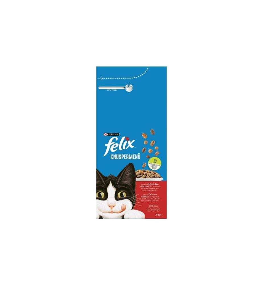 FELIX - Alimentation sèche Menu croustillant viande, 2 kg