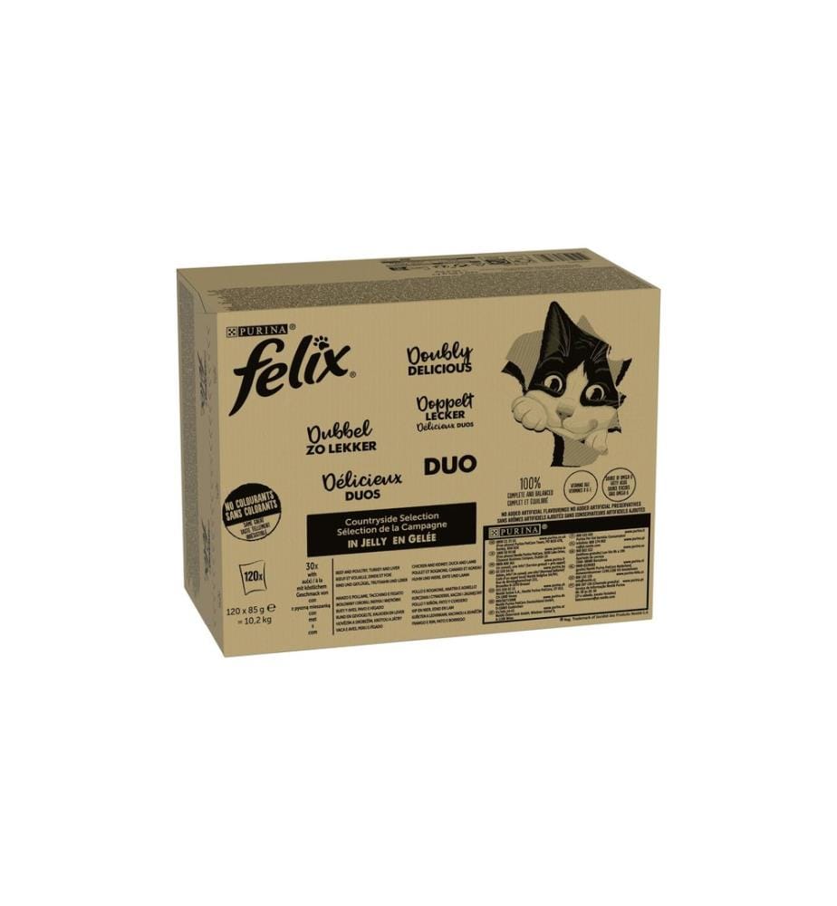 FELIX - Nassfutter AGAIL Doppelt lecker Fleisch, 120 x 85 g