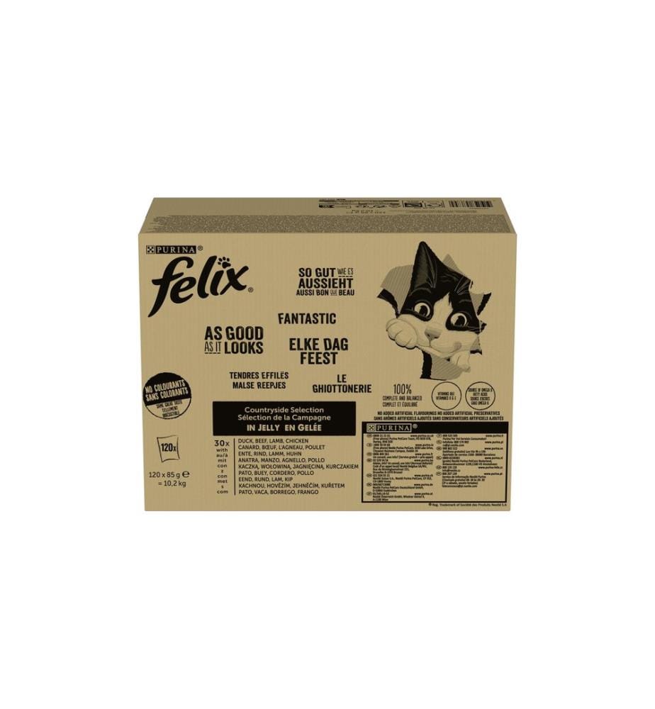 FELIX - Alimentation humide Viande AGAIL, 120 x 85 g