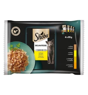SHEBA - Nassfutter Delikatesse Gelee Geflügel Variation, 4 x 85g