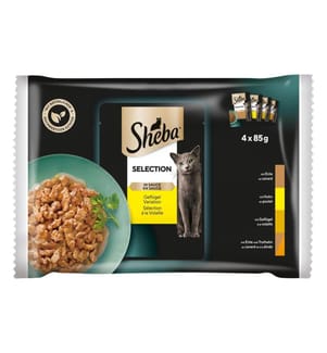 SHEBA - Nassfutter Selection Sauce Geflügel Variation, 4 x 85g