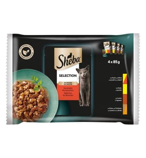 SHEBA - Nassfutter Selection Sauce Herzhafte Komposition, 4 x 85g