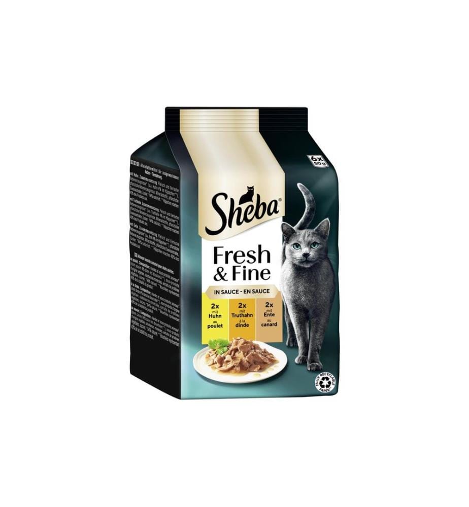 SHEBA - Nassfutter Sauce mit Huhn, Truthahn und Ente, 6 x 50g
