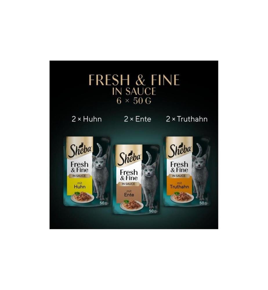 SHEBA - Nassfutter Sauce mit Huhn, Truthahn und Ente, 6 x 50g