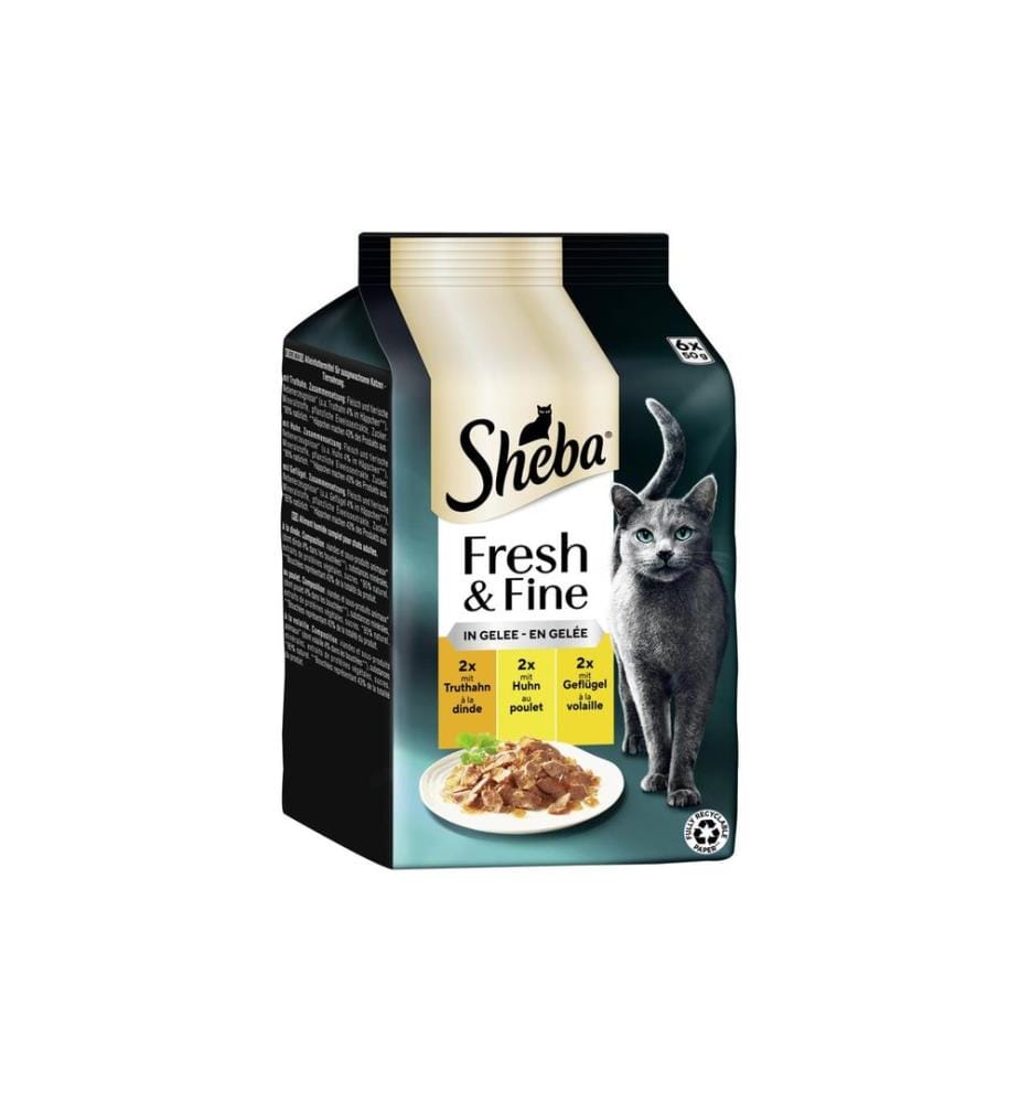 SHEBA - Nassfutter Gelee mit Truthahn, Huhn und Geflügel, 6 x 50g