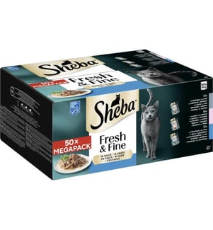 SHEBA - Nassfutter Sauce mit Kabeljau, Lachs und Thunfisch, 50 x 50g