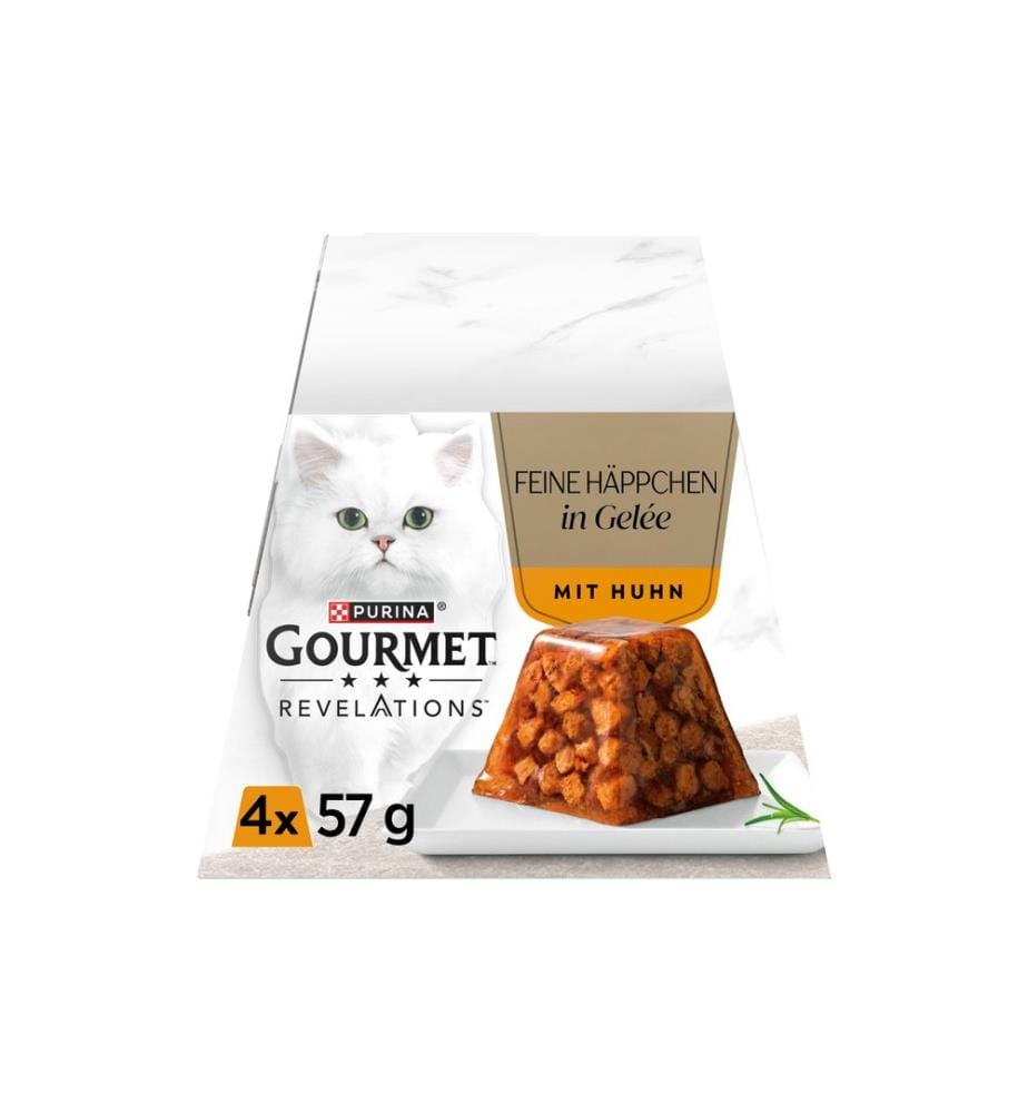 Purina Gourmet nourriture humide Revelations bouchées fines en gelée poulet 4 x 57g