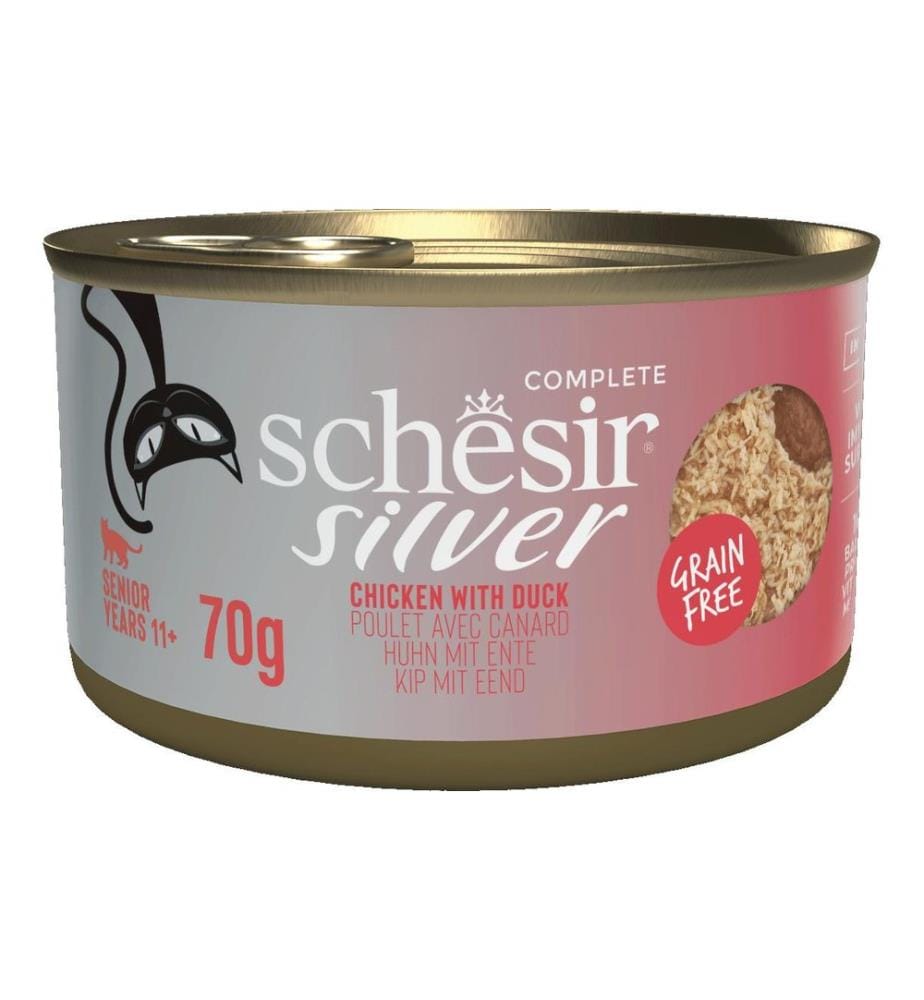 Nourriture humide Schesir Silver Senior Complete Poulet et dinde, 70 g