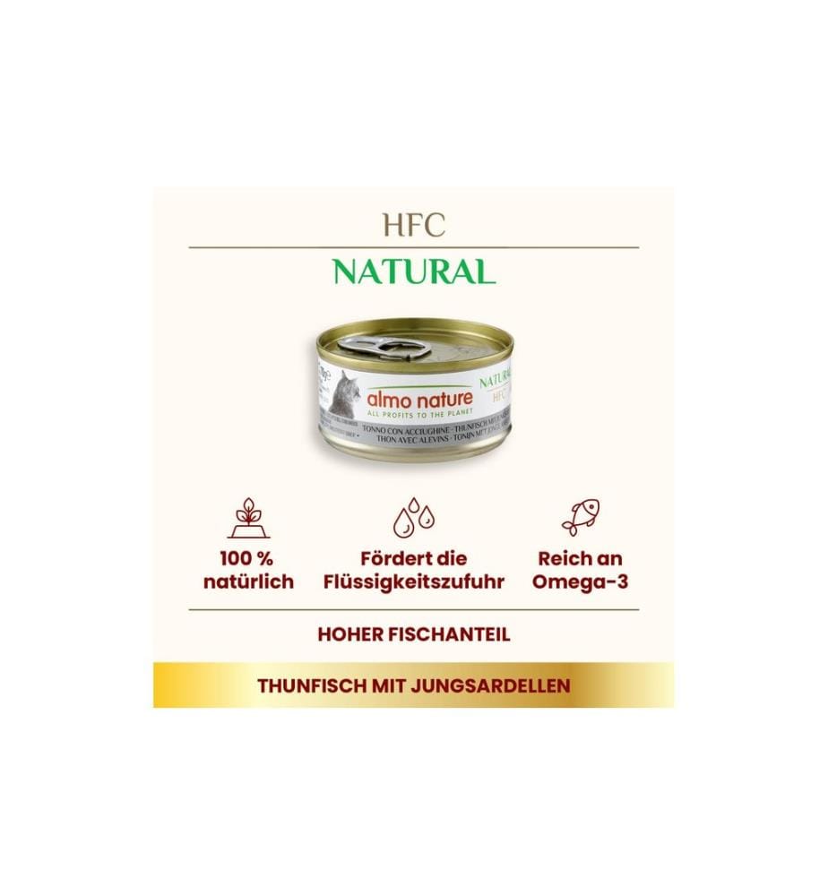 Almo Nature Nourriture humide HFC Natural Chat Thon avec petites sardines 70 g