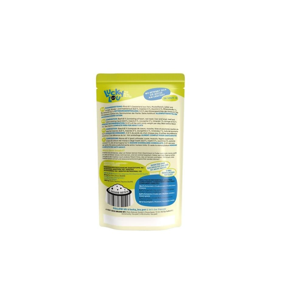 Lucky Lou nourriture humide Lifestage Adult Boeuf & Insectes, 125 g