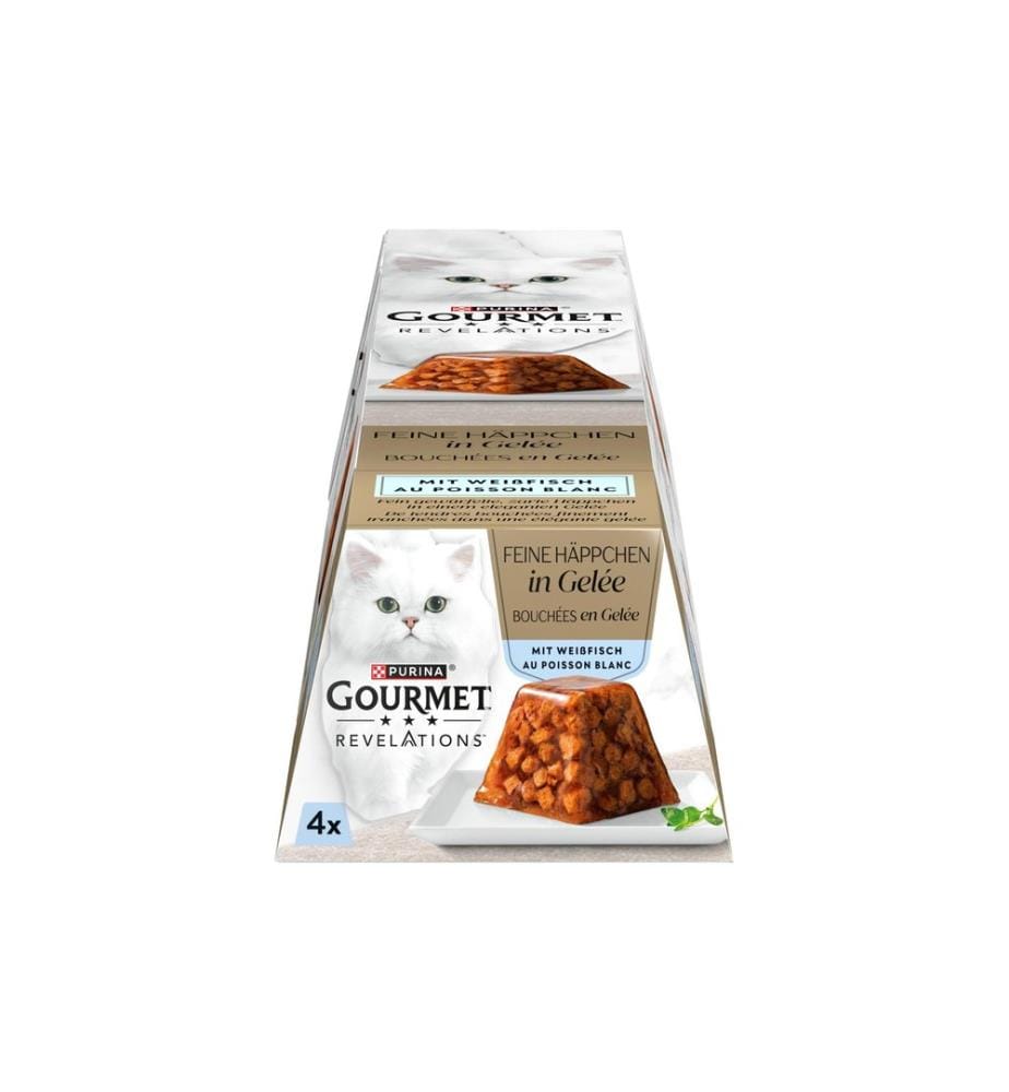 Purina Gourmet nourriture humide petites bouchées en gelée poisson blanc 4 x 57g