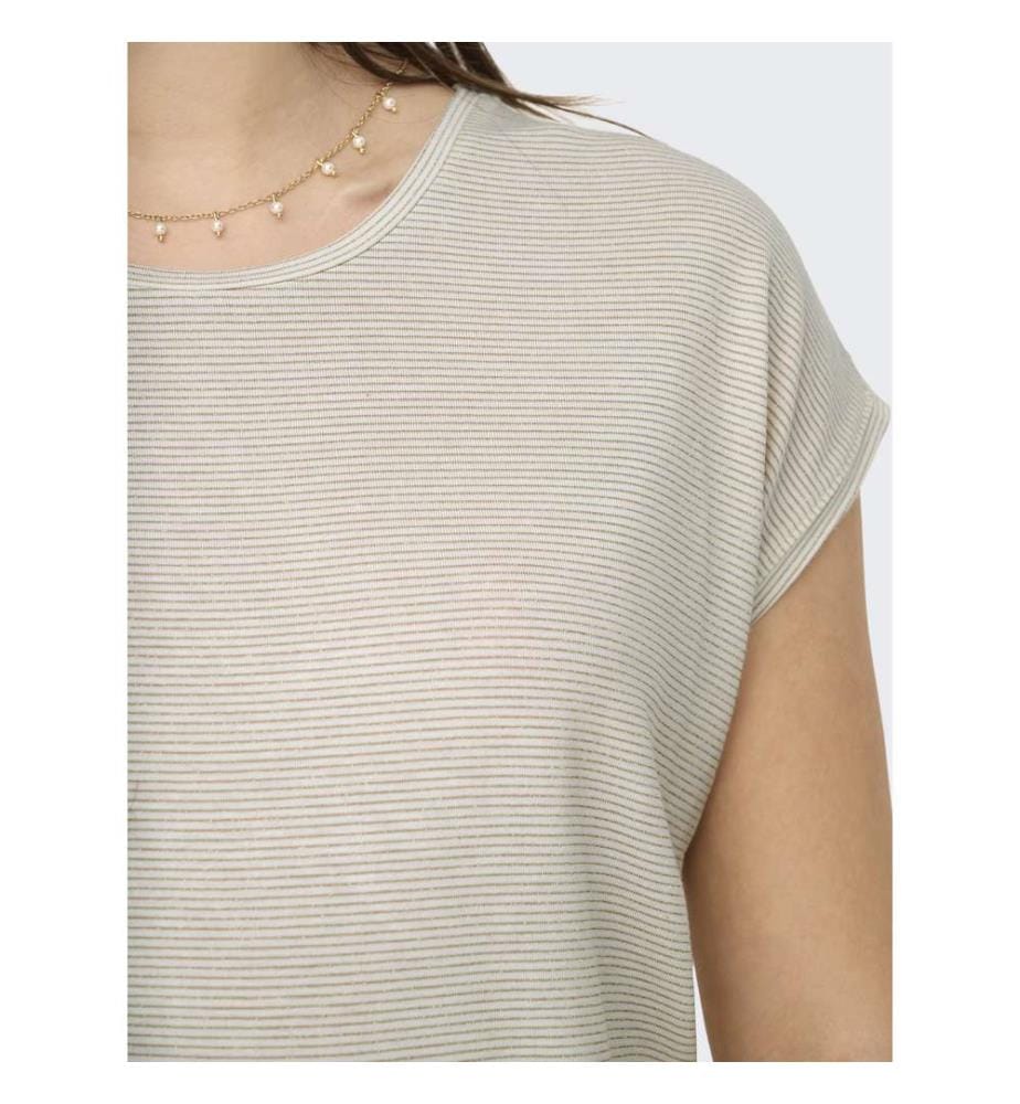 Top - Cloud Dancer Gold Lurex Stripe
