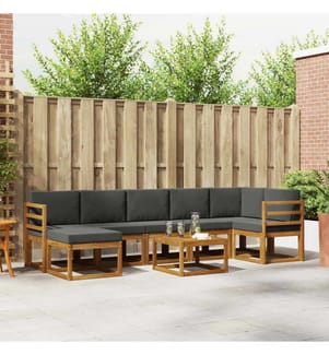 vidaXL Outdoor-Sofagarnitur mit Kissen 8 pcs Natur und Anthrazit