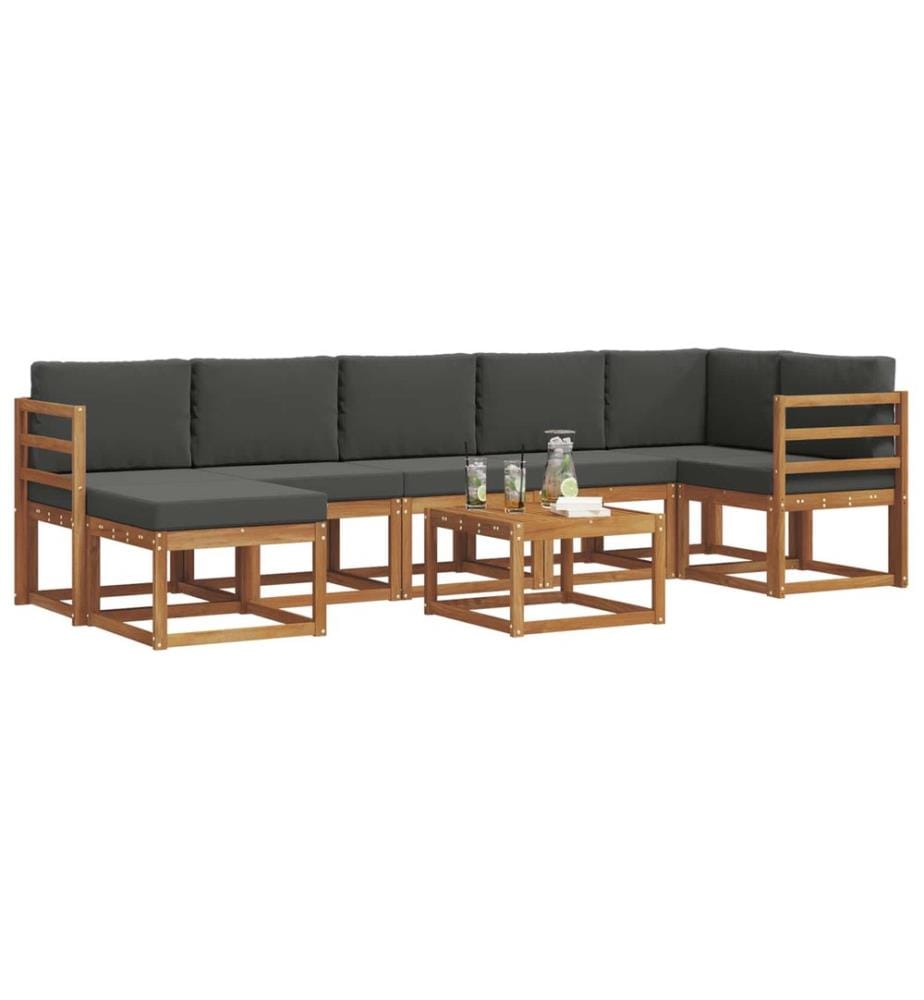 vidaXL Outdoor-Sofagarnitur mit Kissen 8 pcs Natur und Anthrazit