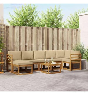 vidaXL Outdoor-Sofagarnitur mit Kissen 8 pcs Natur und Beige