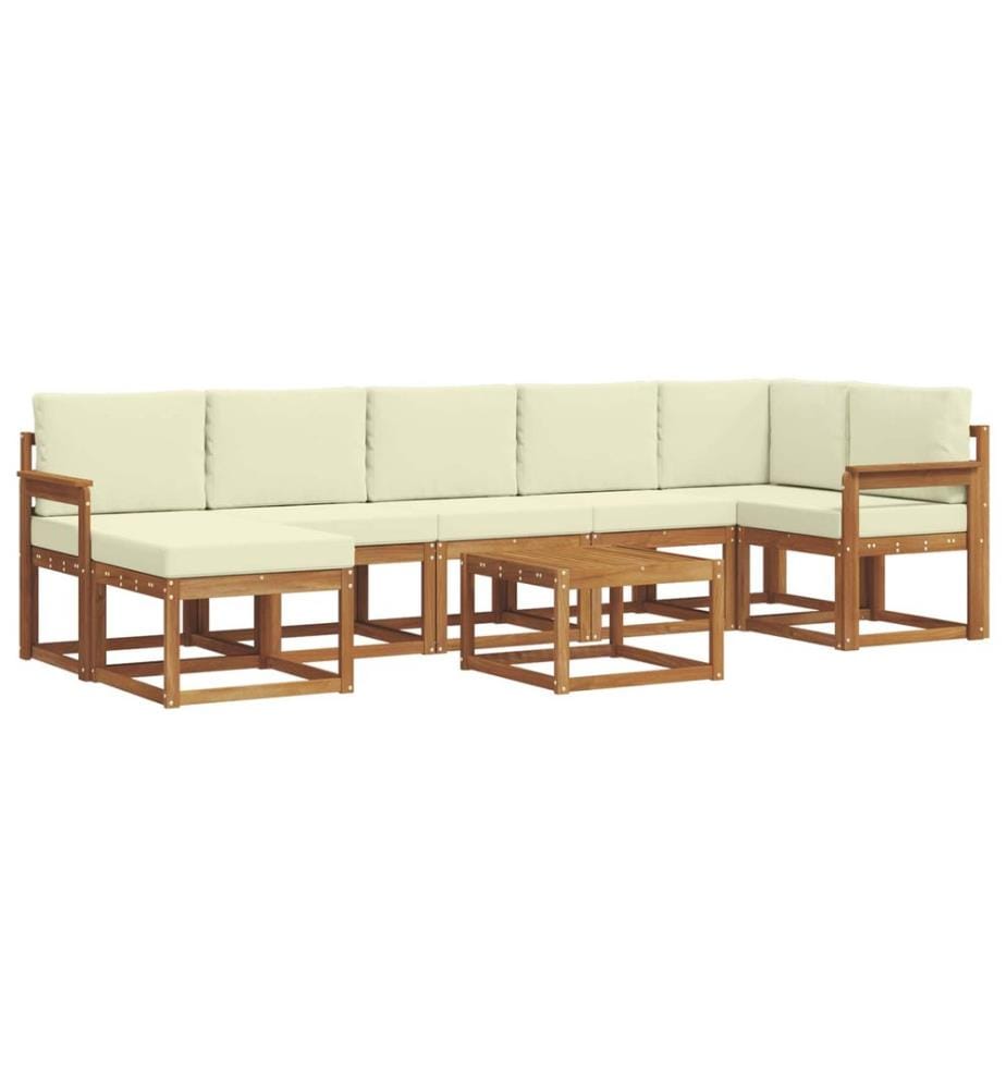vidaXL Outdoor-Sofagarnitur mit Kissen 8 pcs Natur und Creme