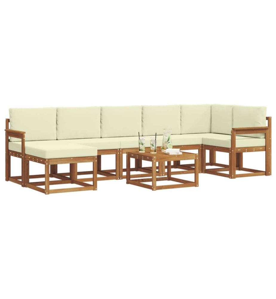 vidaXL Outdoor-Sofagarnitur mit Kissen 8 pcs Natur und Creme