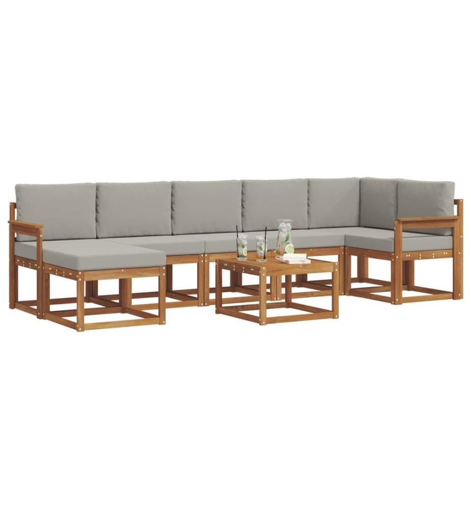 vidaXL Outdoor-Sofagarnitur mit Kissen 8 pcs Natürlich und Hellgrau