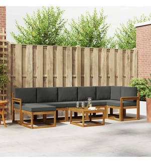 vidaXL Outdoor-Sofagarnitur mit Kissen 8 pcs Natur und Anthrazit