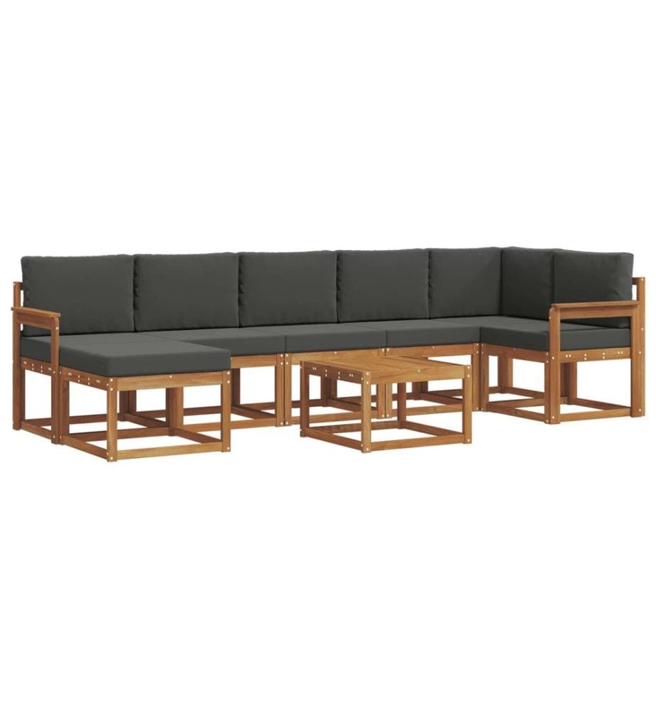 vidaXL Outdoor-Sofagarnitur mit Kissen 8 pcs Natur und Anthrazit