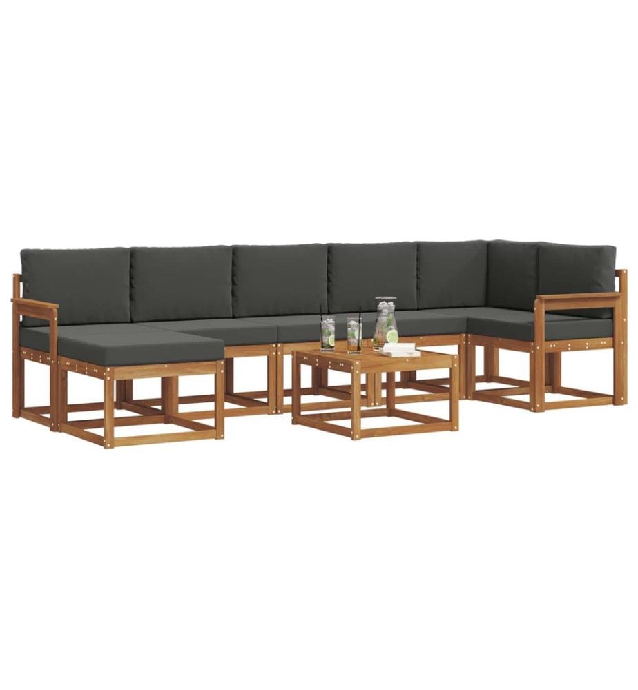 vidaXL Outdoor-Sofagarnitur mit Kissen 8 pcs Natur und Anthrazit