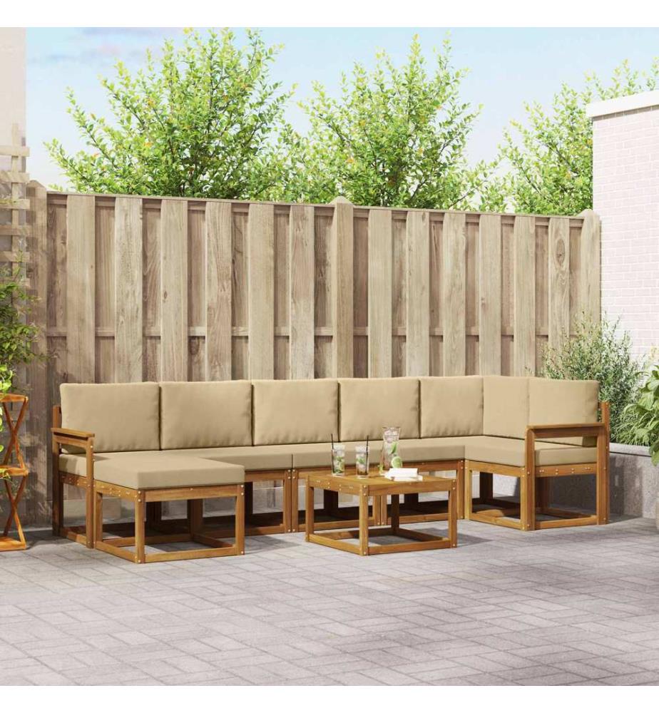 vidaXL Outdoor-Sofagarnitur mit Kissen 8 pcs Natur und Beige
