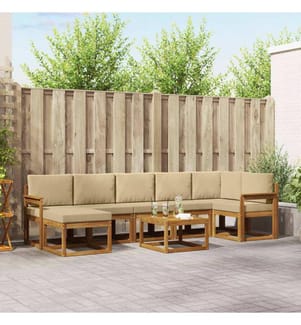 vidaXL Outdoor-Sofagarnitur mit Kissen 8 pcs Natur und Beige