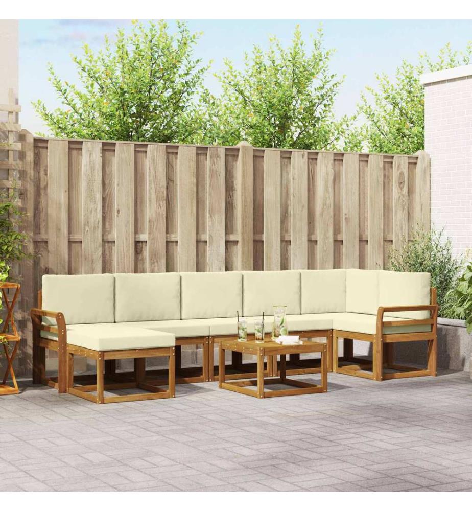 vidaXL Outdoor-Sofagarnitur mit Kissen 8 pcs Natur und Creme