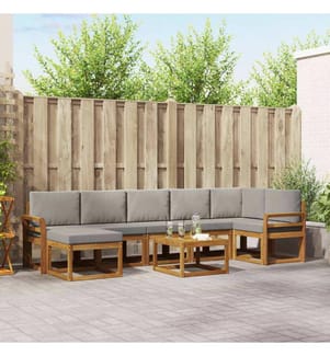 vidaXL Outdoor-Sofagarnitur mit Kissen 8 pcs Natürlich und Hellgrau