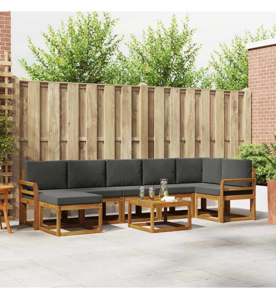 vidaXL Outdoor-Sofagarnitur mit Kissen 8 pcs Natur und Anthrazit