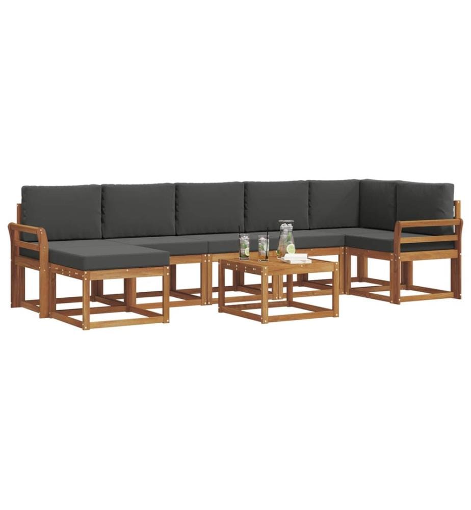 vidaXL Outdoor-Sofagarnitur mit Kissen 8 pcs Natur und Anthrazit