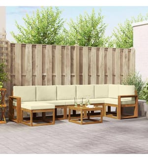 vidaXL Outdoor-Sofagarnitur mit Kissen 8 pcs Natur und Creme