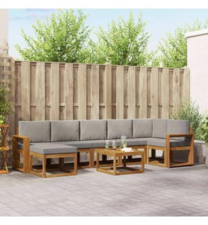 vidaXL Outdoor-Sofagarnitur mit Kissen 8 pcs Natürlich und Hellgrau