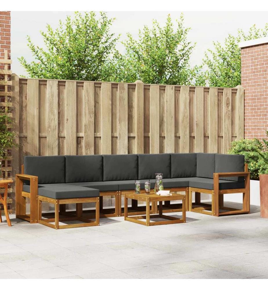 vidaXL Outdoor-Sofagarnitur mit Kissen 8 pcs Natur und Anthrazit
