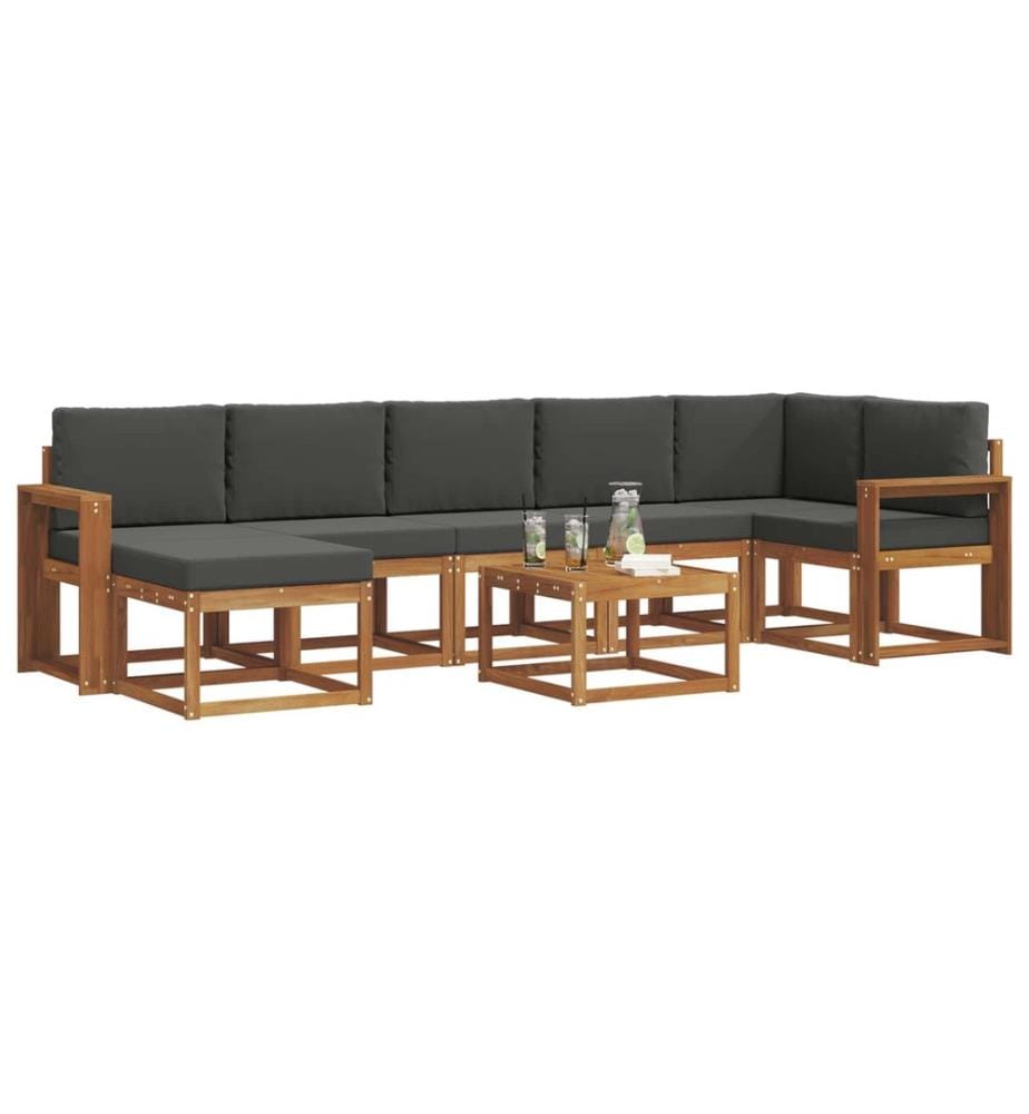 vidaXL Outdoor-Sofagarnitur mit Kissen 8 pcs Natur und Anthrazit