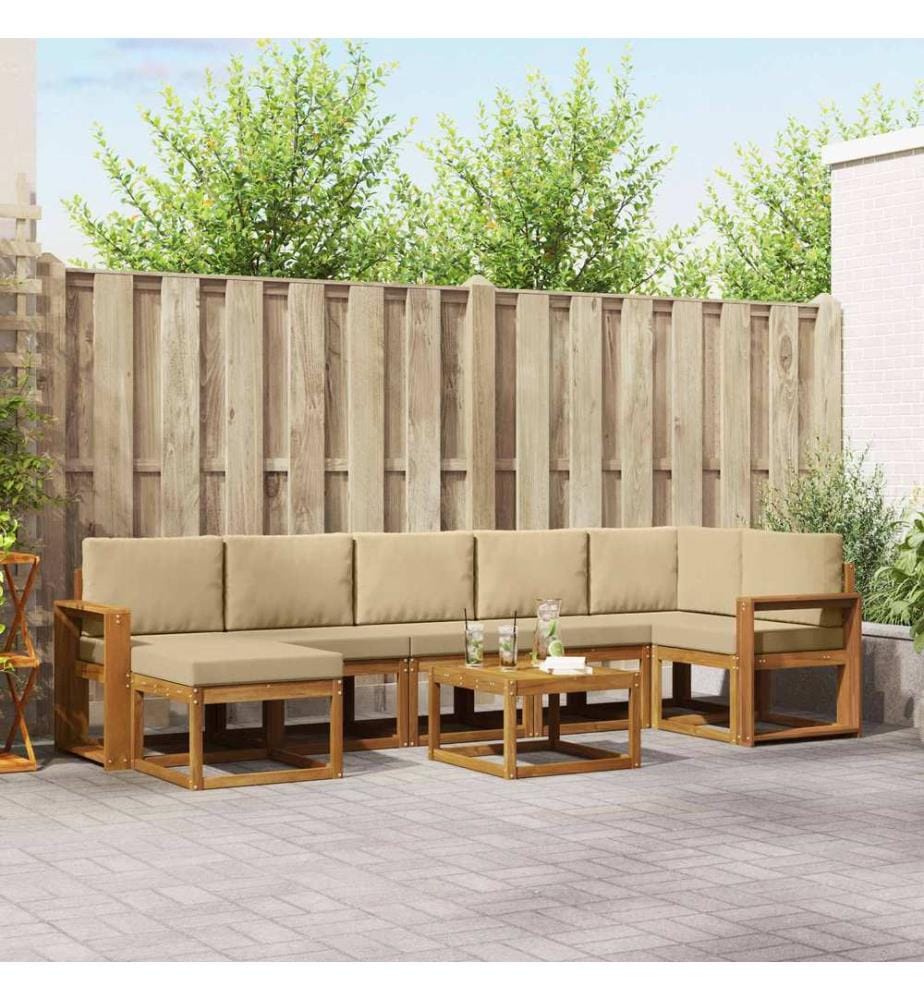 vidaXL Outdoor-Sofagarnitur mit Kissen 8 pcs Natur und Beige