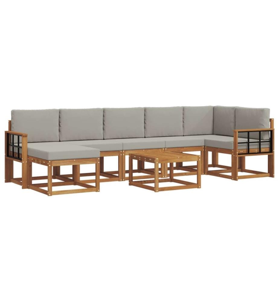 vidaXL Ensemble de canapés d'extérieur 8 pcs Gris Naturel et Clair
