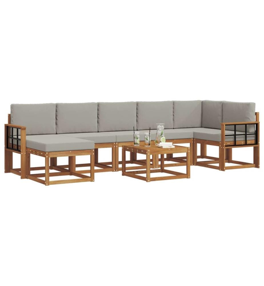 vidaXL Ensemble de canapés d'extérieur 8 pcs Gris Naturel et Clair