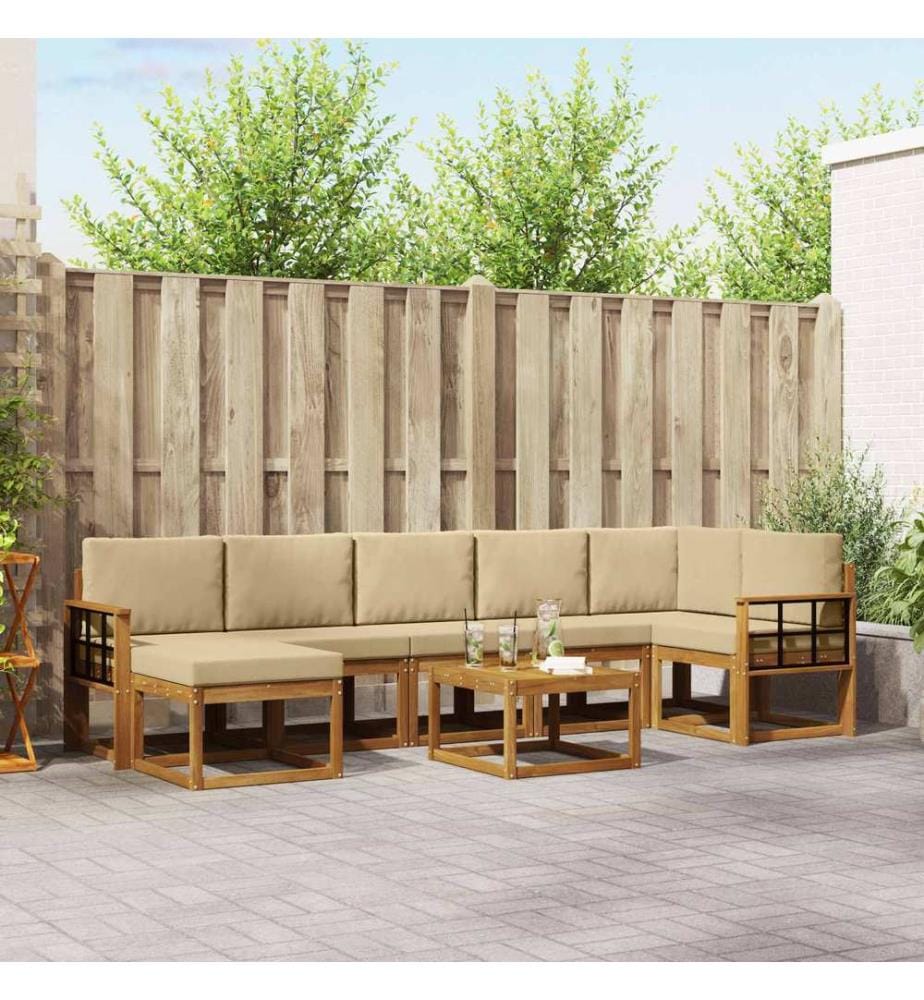 vidaXL Ensemble de canapés d'extérieur 8 pcs Naturel et Beige