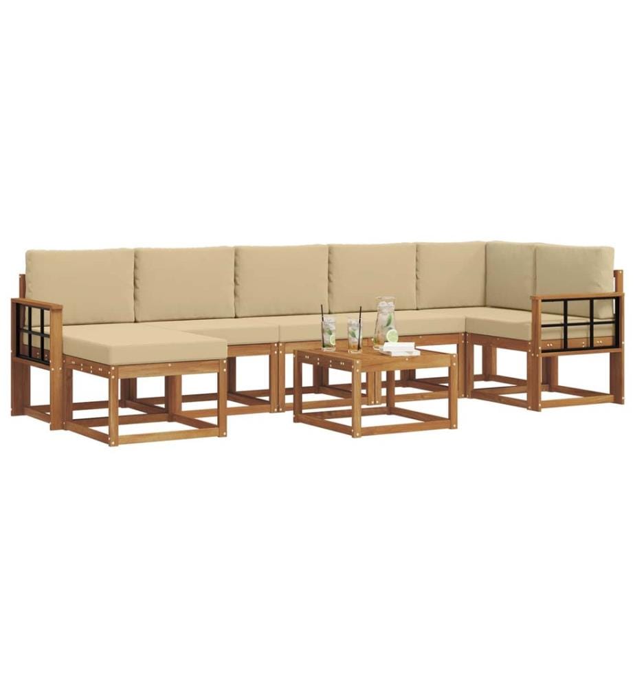vidaXL Ensemble de canapés d'extérieur 8 pcs Naturel et Beige