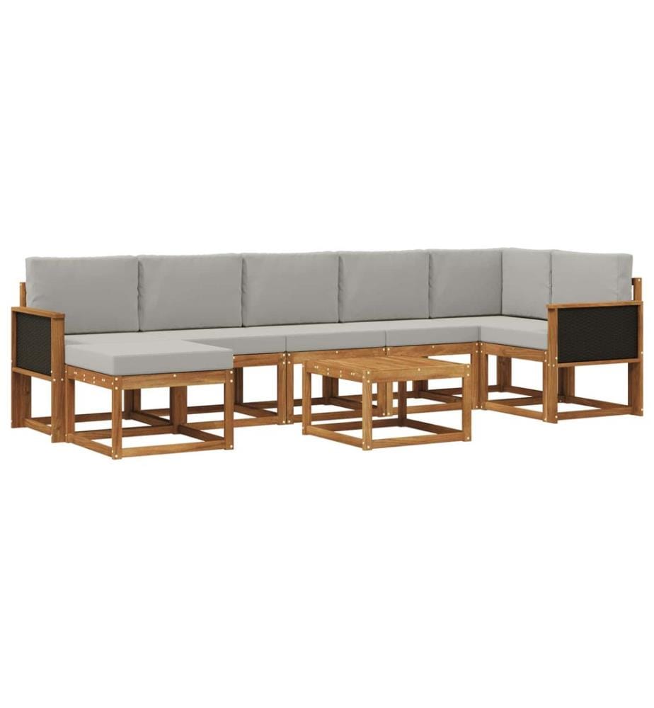 vidaXL Ensemble de canapés d'extérieur 8 pcs Naturel et gris clair