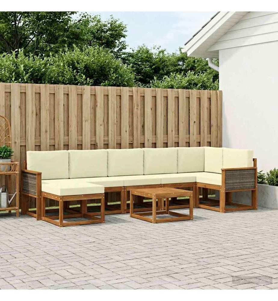vidaXL Ensemble de canapés d'extérieur 8 pcs Naturel et Crème