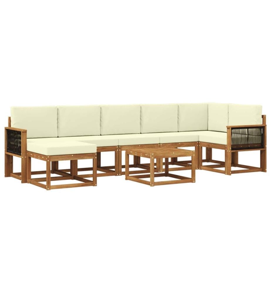 vidaXL Ensemble de canapés d'extérieur 8 pcs Naturel et Crème