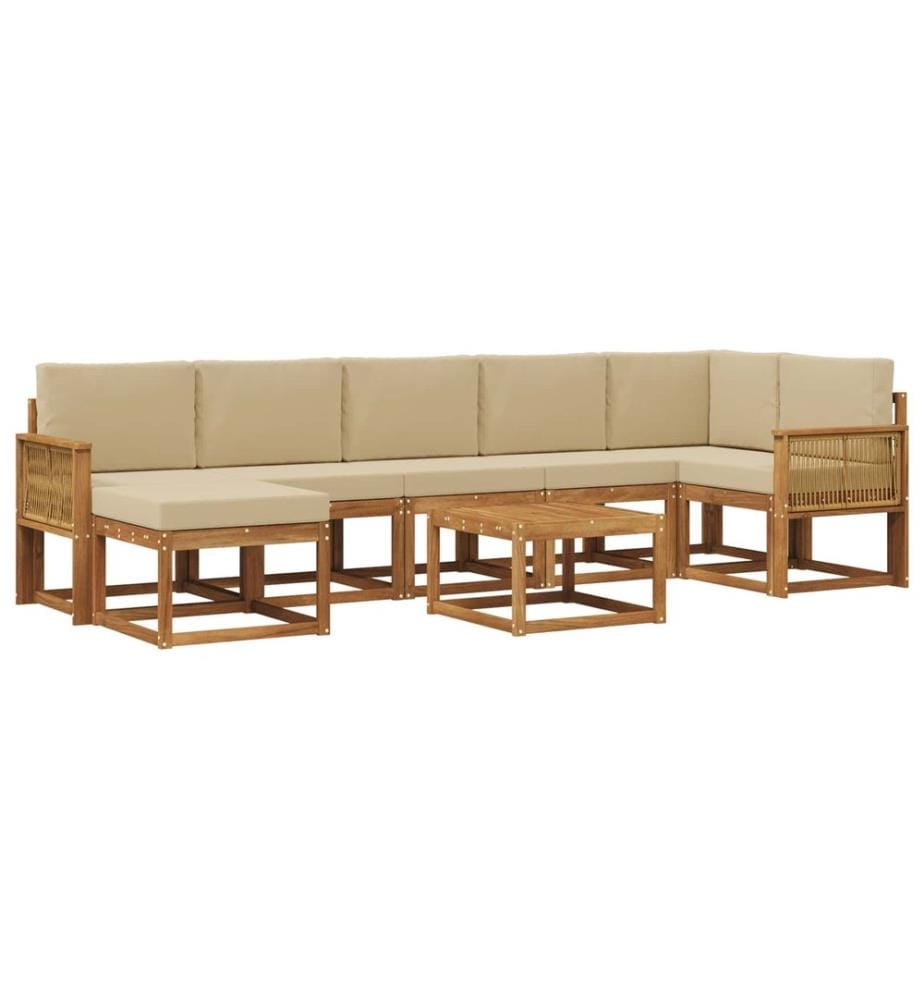 vidaXL Outdoor-Sofagarnitur mit Kissen 8 pcs Natur und Beige Polyester