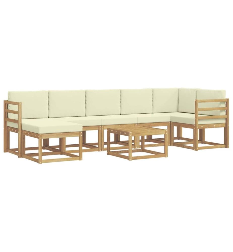 vidaXL Ensemble de canapés d'extérieur 8 pcs Blanc et crème Polyester