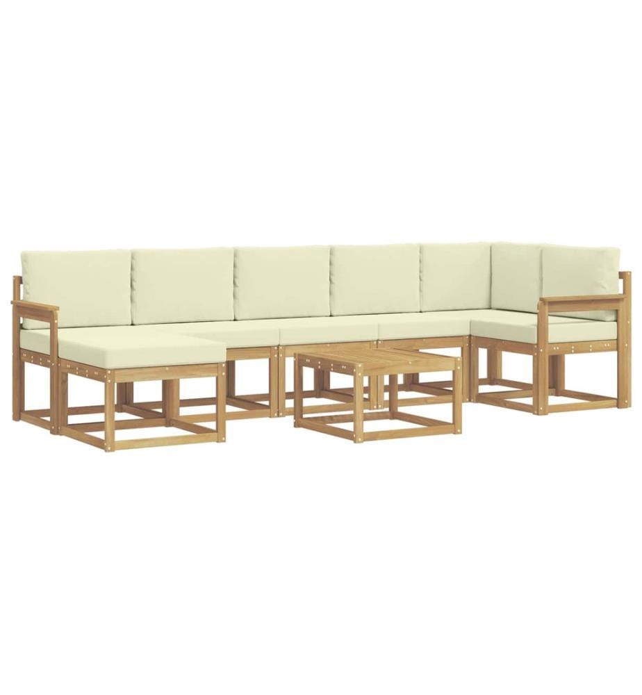 vidaXL Outdoor-Sofagarnitur mit Kissen 8 pcs Weiss und Creme Polyester