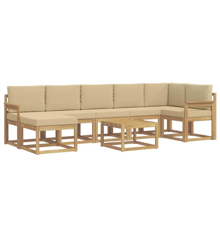 vidaXL Outdoor-Sofagarnitur mit Kissen 8 pcs Weiss und Beige Polyester